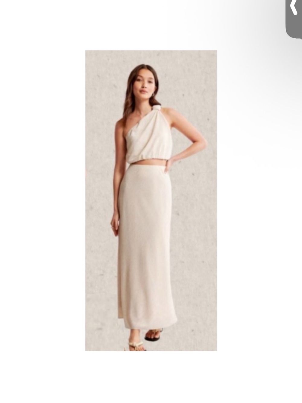 Abercrombie & Fitch Cream One-Shoulder Maxi Skirt Set